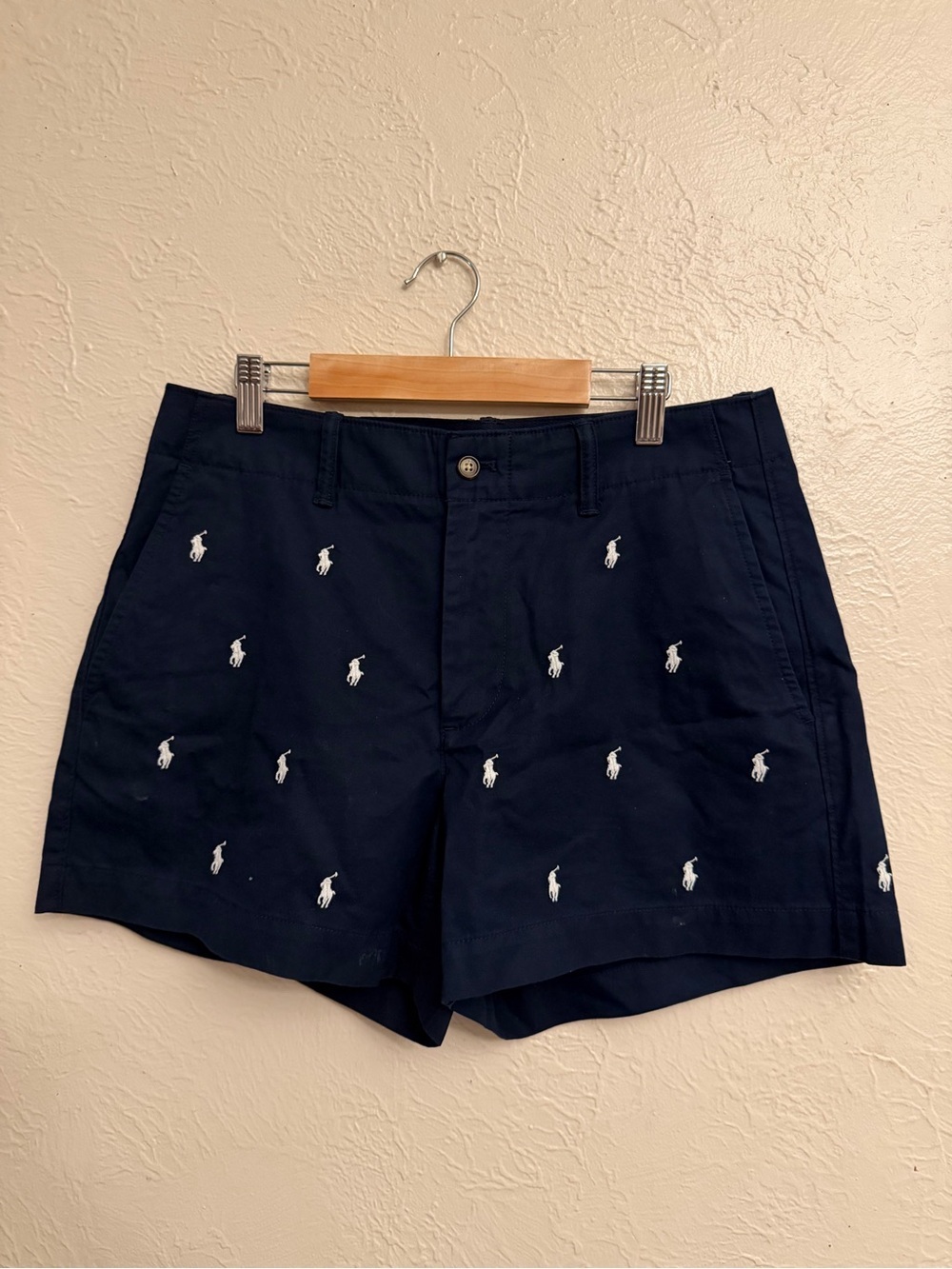 Ralph Lauren Navy Blue Polo Player Embroidered Women’s Shorts - Picture 2 of 10